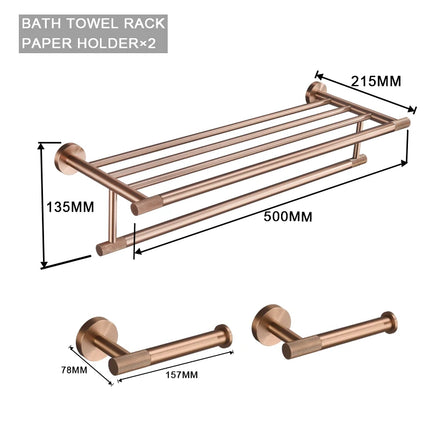 Brushed Rose Gold Brass Knurled Toilet Brush Holder Toilet Paper Holder Towel Bar Rail Rack Hanger Hook Soap Dish Hardware Set