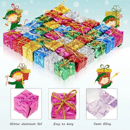 6/12Pcs Mini Square Gifts Boxs Christmas Tree Decoration Hanging Ornament Tree Pendant for New Year 2026 DIY Navidad Party Decor