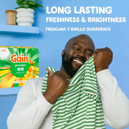Laundry Detergent Powder, Island Fresh Scent, 82 Ounce, 89 Loads, Heavy Duty Cleaning, Stain Remover, for High Efficiency and Standard Washers