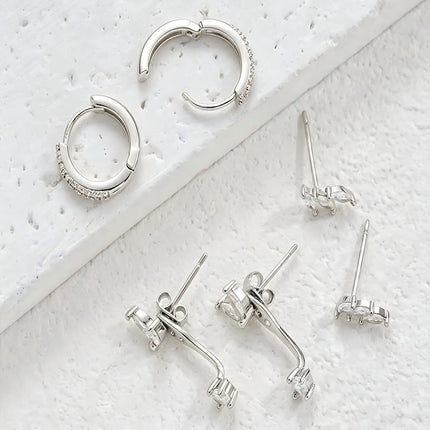 Luxury Huggie Stud Earrings Set, Marquise CZ Leaf Drop Dangle Stud Hoops Earrings, 3 Pair Jewelry