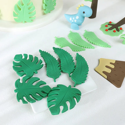 Jungle Dinosaur Theme Happy Birthday Cake Toppers Plastic Rubber Girl Boy Birthday Party Cake Decorations Baking Tools Kid Favor