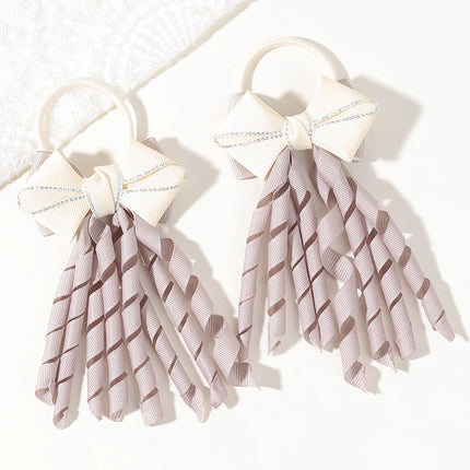 2pcs Girls' Bow Tassel Headband  for Children Babies Girls Parties Dances Ponytails Fixed Hair Accessories Baby Hair Accessories
