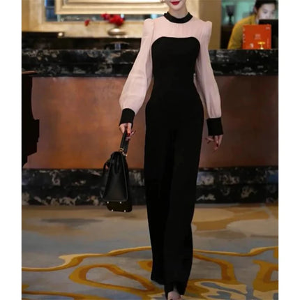 2025 Spring New Fashionable Long Sleeve Jumpsuit With Elegant and Stylish Style Featuring a Slim Waist a Wide Leg Suit for Women