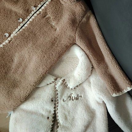 Personalized Baby Romper Korean Autumn Winter Double Sided Velvet Jumpsuit Solid Color Climbing Jacket for Infant Kids