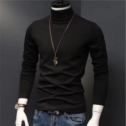 2026 New Men's Thermal Turtleneck Shirt Autumn Winter Warm Breathable Slim Fit Long Sleeve Business Casual Solid Base Layer Top