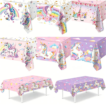 Disposable Waterproof Unicorn Party PE Tablecloth Perfect for Children's Birthday Bash Family Aatherings  Holiday Celebration