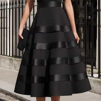 New Fashion Black Party Dress Spring Summer Women's Sleeveless O-neck Patch Designs Elegant Prom Maxi Dresses For Women Vestidos