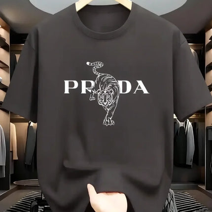 2025 Men's Luxury Graphic Print T-shirt Black White Contrast Short Sleeve Breathable  Summer Fashion Top