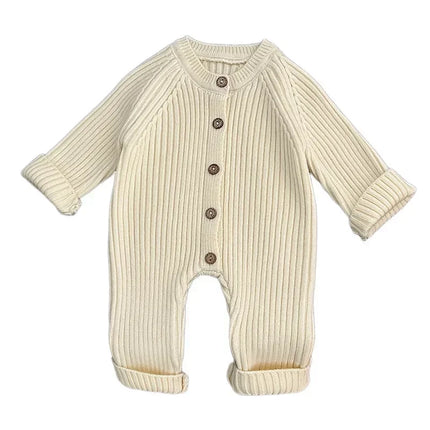 Baby Jumpsuit 2026 Autumn and Winter New Solid Color Baby Boy's Knitting Climbing Clothes
