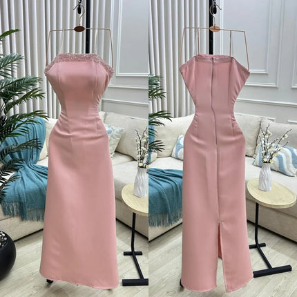 Customized Jersey Sparkle Sequined Strapless Trumpet Midi Dresses Bespoke Occasion Woman Elegant Party Wedding Guest Evening