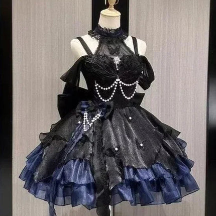 Japanese Style Sweet Lace Bow Kawaii Lolita Dress Women Vintage Ruffles Cake Dresses Harajuku Y2k Slim Bandage Dress 2026 Summer