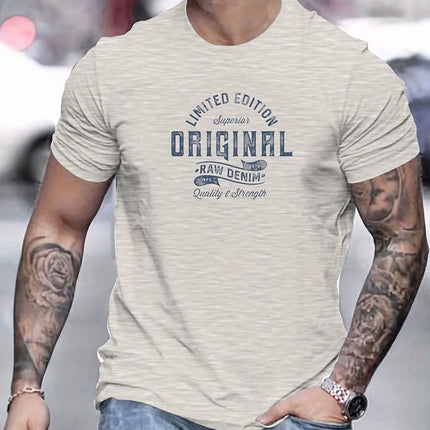Men's Oversized Letter Print Round Neck Short Sleeve T-Shirt High Quality Breathable Comfy Trendy Fashion Casual Daily Tee