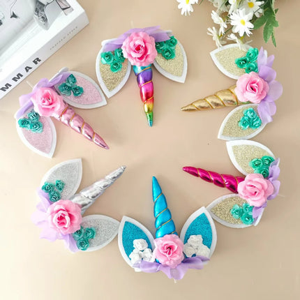 New Unicorn Happy Birthday Cake Topper Decoration Pink Gold Unicorn Kids Birthday Party Cake Toppers Baking Supplies Baby Shower