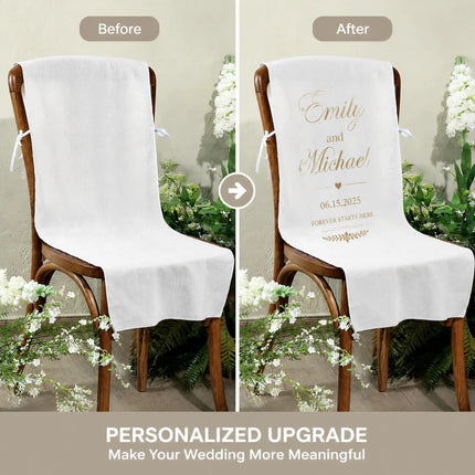 Custom Wedding Chair Banner Personalized Name Date Chair Backdrop Fabric Sign Rustic Wedding Reception Decoration Supplies