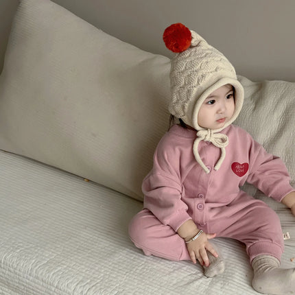 2025 Autumn New Baby Long Sleeve Romper Boy Girl Newborn Fashion Heart Print Jumpsuit Cotton Infant Letter Casual Onesie 0-24M
