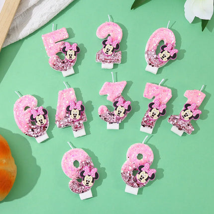 Number 0-9 Candles Cartoon Mickey Minnie Mouse Candle for Happy Birthday Cake Cupcake Topper Party Decoration Supplies DIY Gifts