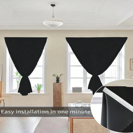 1pc 100% Blackout Curtain, Self-Adhesive No Drilling Required, Sunlight Blocking Heat Insulation Privacy Protection