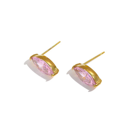 Elegant Marquise AAA Cubic Zirconia Earrings, 316L Stainless Steel 18K Gold Plated, Hypoallergenic Daily Jewelry Gift for Her