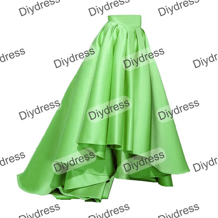 Women's High Low Elegant Prom Party Skirt A-Line Pleated Front Short Back Long Satin Skirt With Pockets For Evening Gown