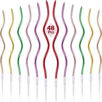 12/48pcs/1case Birthday Candles Spiral Cake Candles Long Thin Cake Candles For Wedding Party And Cake Decoration