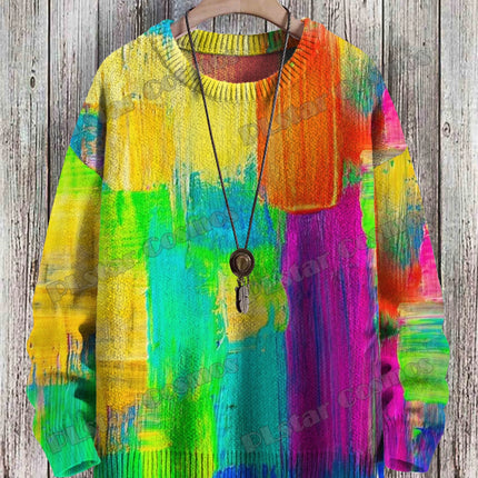 Halloween Retro Cute Spooky Swing 3D Printed Men's Crewneck Knitted Pullover Winter Unisex Casual Knit Pullover Sweater ZZM48