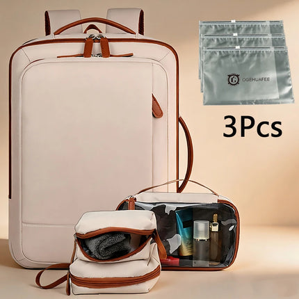 OGEHUAFEE daily commuting computer backpack, computer backpack+three piece set+3pcs storage bag, expandable travel and business laptop backpack, multi-functional lightweight backpack