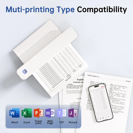 Mini Portable A4 Thermal Printer Desktop Inkless Photo PDF Document Printer for Office Home Travel HD Printing