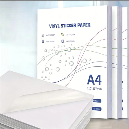 Waterproof A4 Self-adhesive Vinyl Sticker Paper Tear-off Resistant Matte and Glossy Label Sticker For Inkjet Printer
