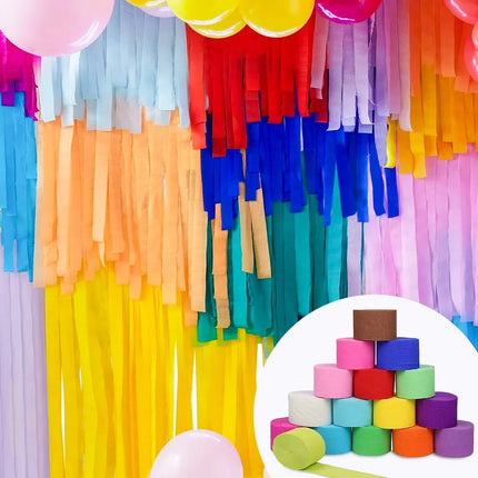 1roll 4.5cm*25 meters Crepe Paper Streamers Tissue Paper Roll Flower Craft Making Birthday Wedding Party Backdrop DIY Decoration