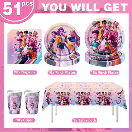 Happy Birthday Party Decoration Character Anime Tableware Plate Cup Balloon Set Banner Backdrop Gift Bag Keychain Party Supplies