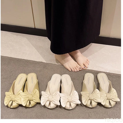 Summer New Arrival Gentle Style Slippers Half Slippers For Women Fashionable Flat Bottom Women's Sandals Butterfly Baotou shoes
