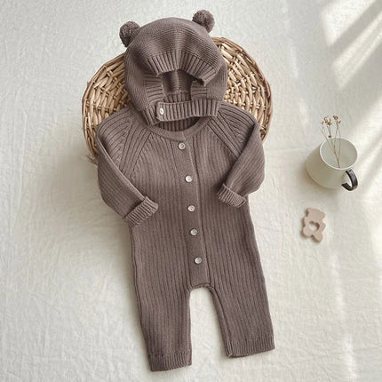 MILANCEL Baby Rompers Toddler Girls Knit Jumpsuits Solid Boys Romper Infant Clothes