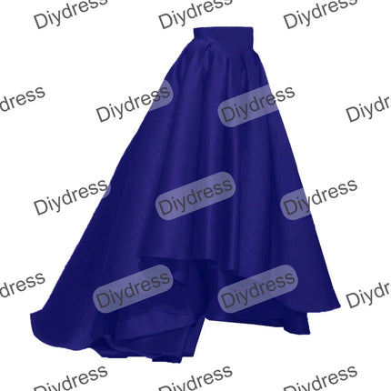 Women's High Low Elegant Prom Party Skirt A-Line Pleated Front Short Back Long Satin Skirt With Pockets For Evening Gown