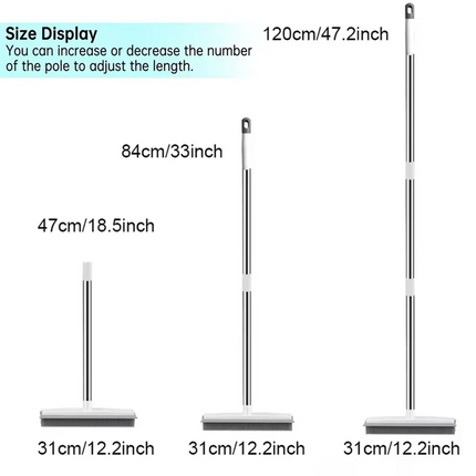 Rubber Broom Long Handle for Pet Hair Fur Remover Broom No Scratch Floor Brush for Fluff Carpet Floor Bathroom Cleaning Tools