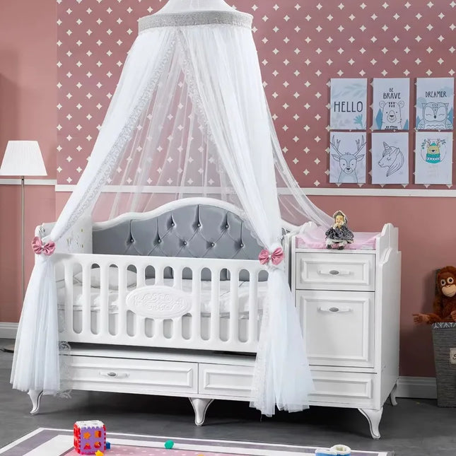 2026 Luxurious High Quality Baby Bed New Design Safe Wood Kids Bedroom Furniture Baby Cribs Hospital Living Room Babies Kids