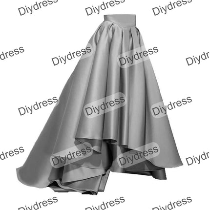 Women's High Low Elegant Prom Party Skirt A-Line Pleated Front Short Back Long Satin Skirt With Pockets For Evening Gown
