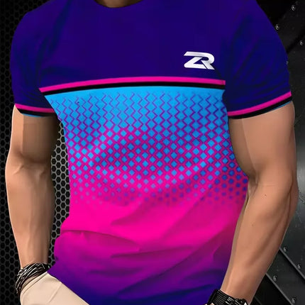 Men color blocking Short Sleeved T-Shirt Fashion Lightweight Breathable Sports Pullover Daily Casual Shirt Street Men's Clothing