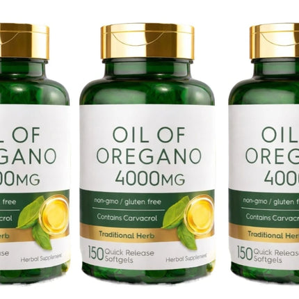 65:1 Oregano Leaf Extract Softgels Digestive Wellness Antioxidant Support with Olive Oil and Carvacrol 150 Count