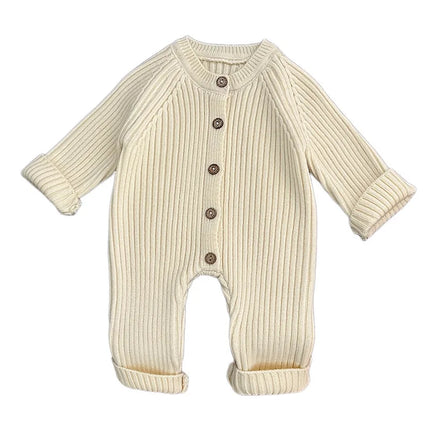 Baby Onesie Spring and Autumn Clothes Solid Color Knitted Climbing Clothes Newborn Autumn Sweater Romper