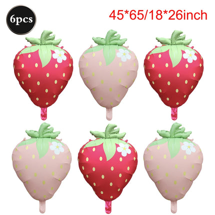Strawberry Balloon Cute Sweet Foil Mylar Fruit Balloon Strawberry Themed Birthday Party Decoration Girls Kids Baby Shower Supply