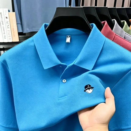 2026 Men's Summer High end Printed Golf Collar T-shirt Solid Color Breathable Office and Leisure High quality Men's Wear S-4XL