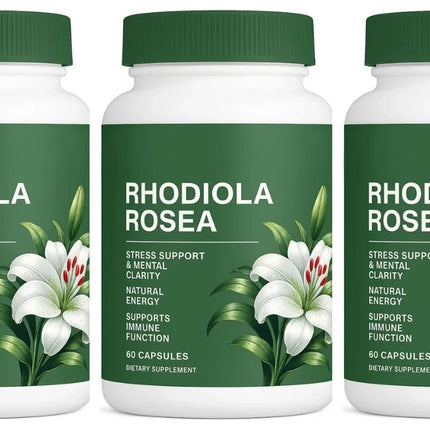 Rhodiola Rosea Capsules 500mg Herbal Supplement for Daily Energy Balance Mental Focus Adaptogen Plant Extract 60 Capsules