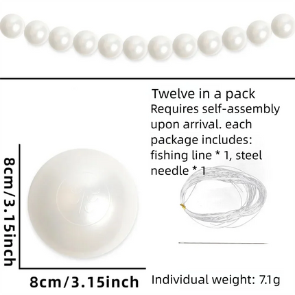Wedding Backdrop Wall Decor - Faux Large Pearl - DIY Beaded Garland White Ball Pendant & Figurine