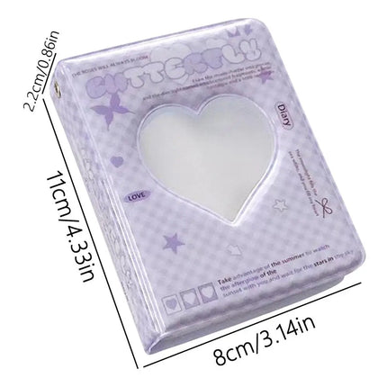 3 inch Korean INS Style Photocard Binder 40 Pockets Love Heart Shaped Card Album Polaroid Photo Album Card Bag Storage Bag