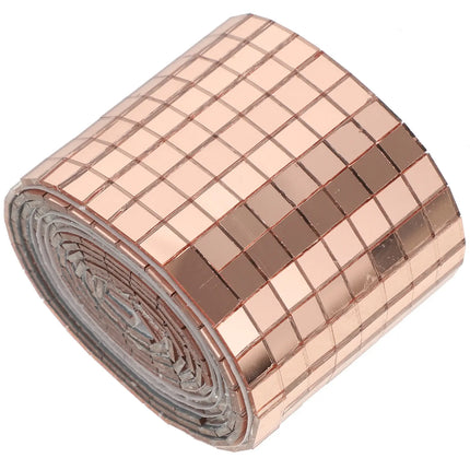 1 Roll Glass Mirror Mosaic Wall Stickers Self-Adhesive Waterproof Odorless Safe for Bedroom Living Room Hotel Interior