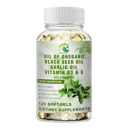 Organic Oregano Oil Capsules with 99% High Concentrate Carvacrol - Digestive Support, Gastrointestinal Health, Immune Support