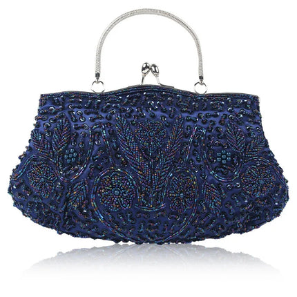 Women's Retro Small Totes Evening Bags Beaded Embroidered Ladies Clutch Purse Shoulder Chain Wedding Party Handbags Bags Purses