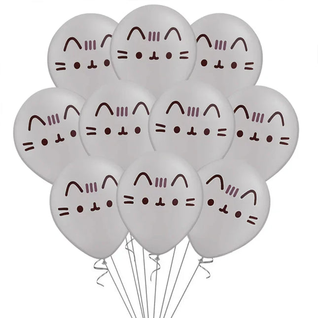 10pcs/lot 12inch Cartoon Japan Anime Pusheen Latex Balloons Animals Pet Grey Tiffany Blue Cat Ballons Birthday Decor Kids Toy