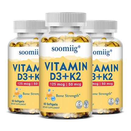 Vitamin K2+D3 Capsules - Supports Joint, Bone, and Immune System Health, Strengthens Bones, and Promotes Calcium Absorption