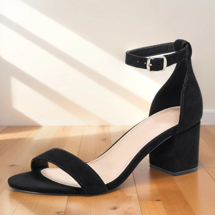 High Heeled Sandals Non Slip Ankle Strap Sandals Comfortable Low Block Dress Pumps Elegant Open Toe Sandals for Party Vacation